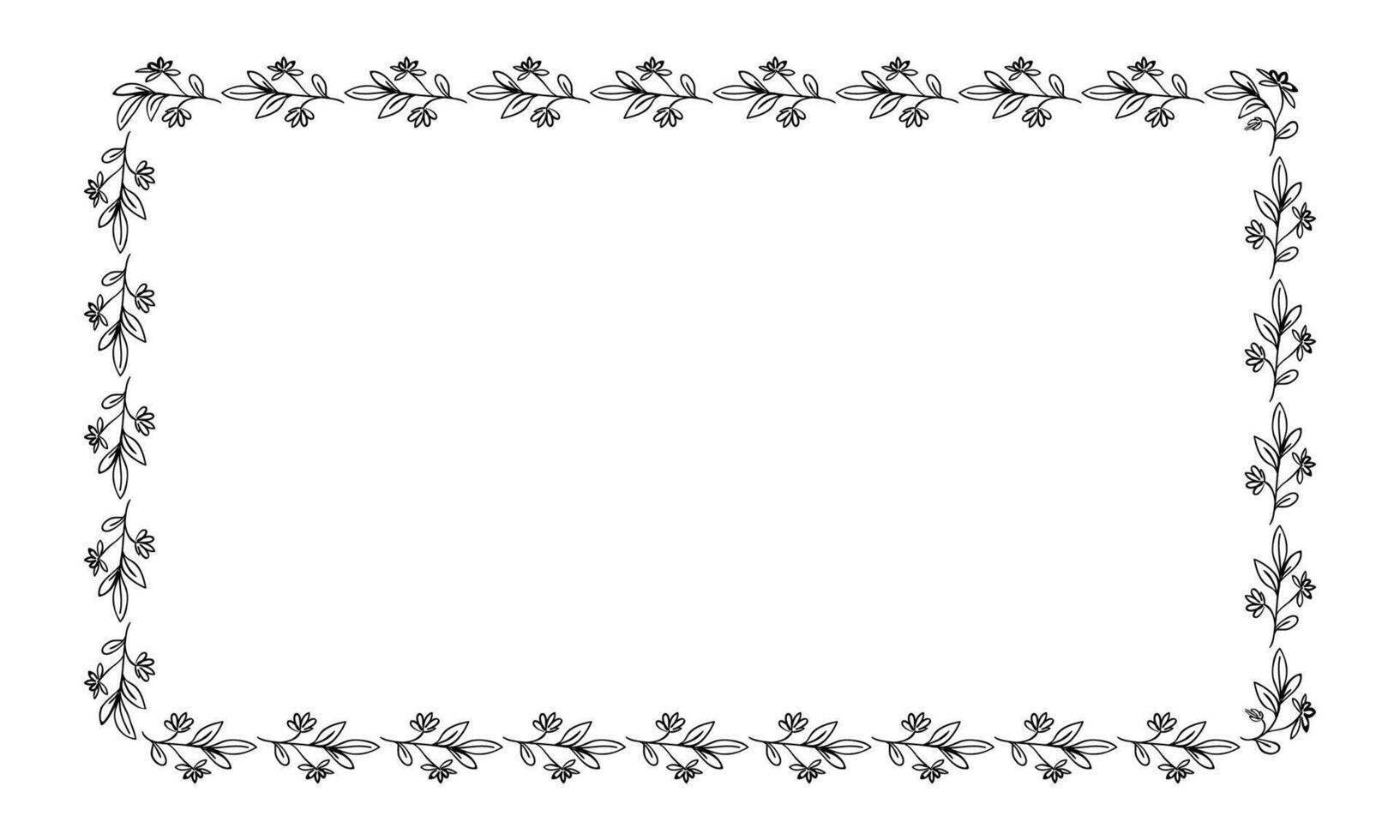 Vector drawn floral frame on white background