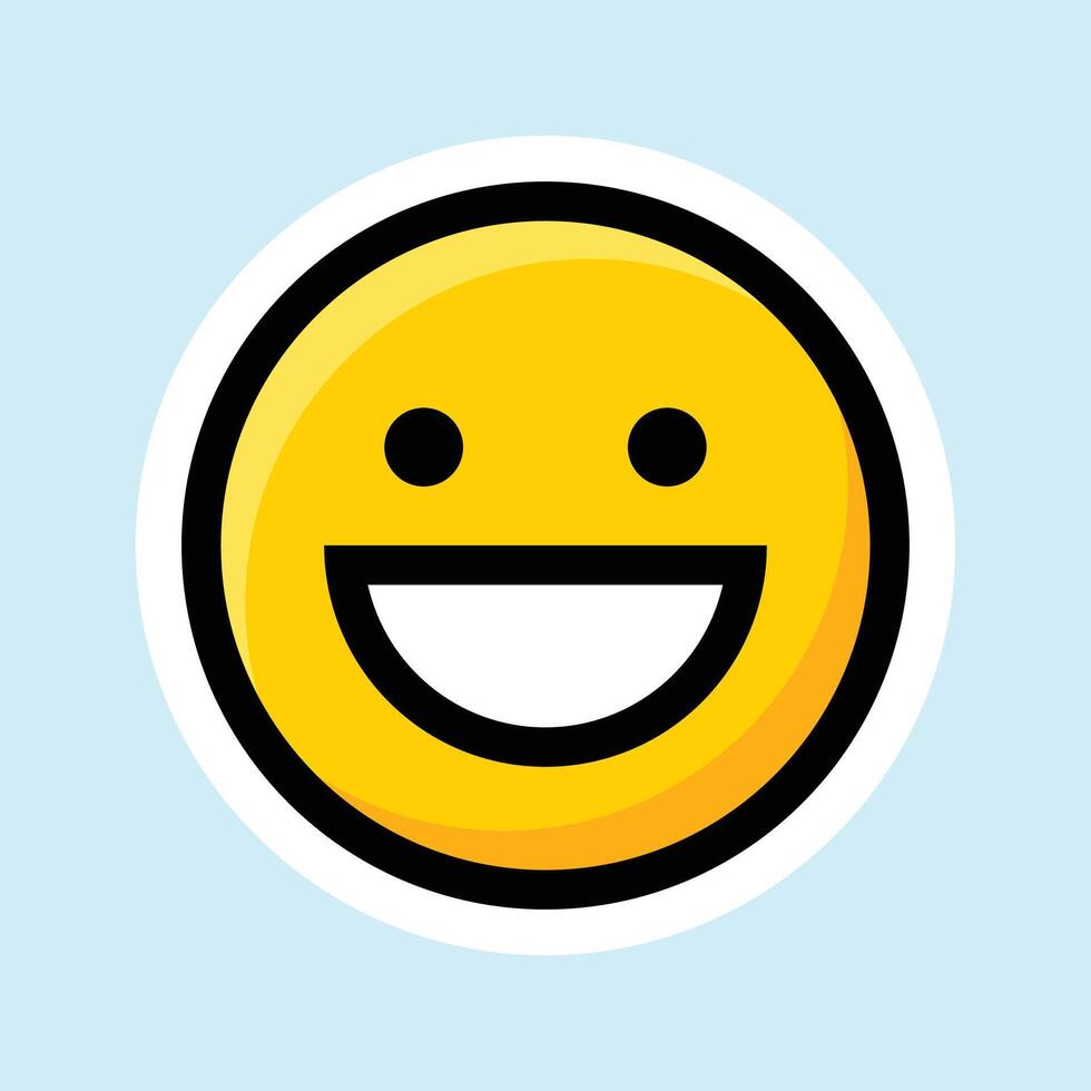 Yellow emoji icon with black outline vector illustration