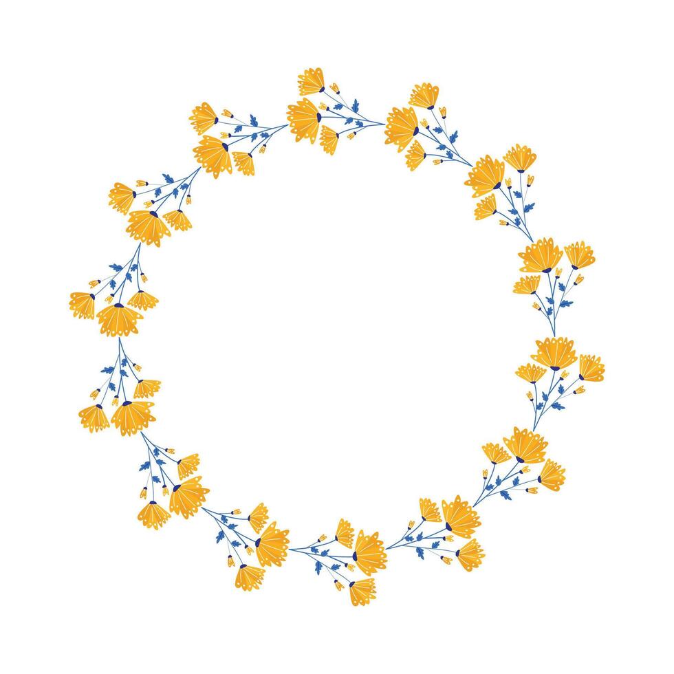 Vector hand drawn floral wreath on white background