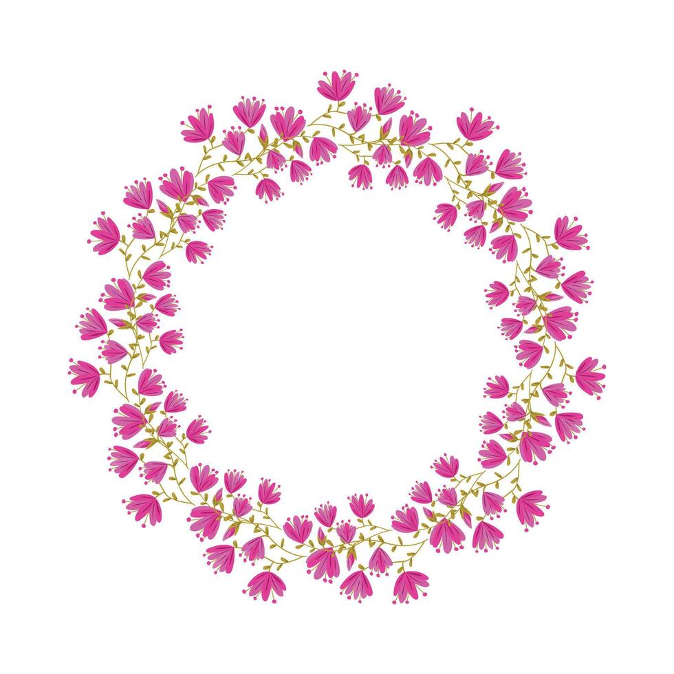 Vector hand drawn floral wreath on white background