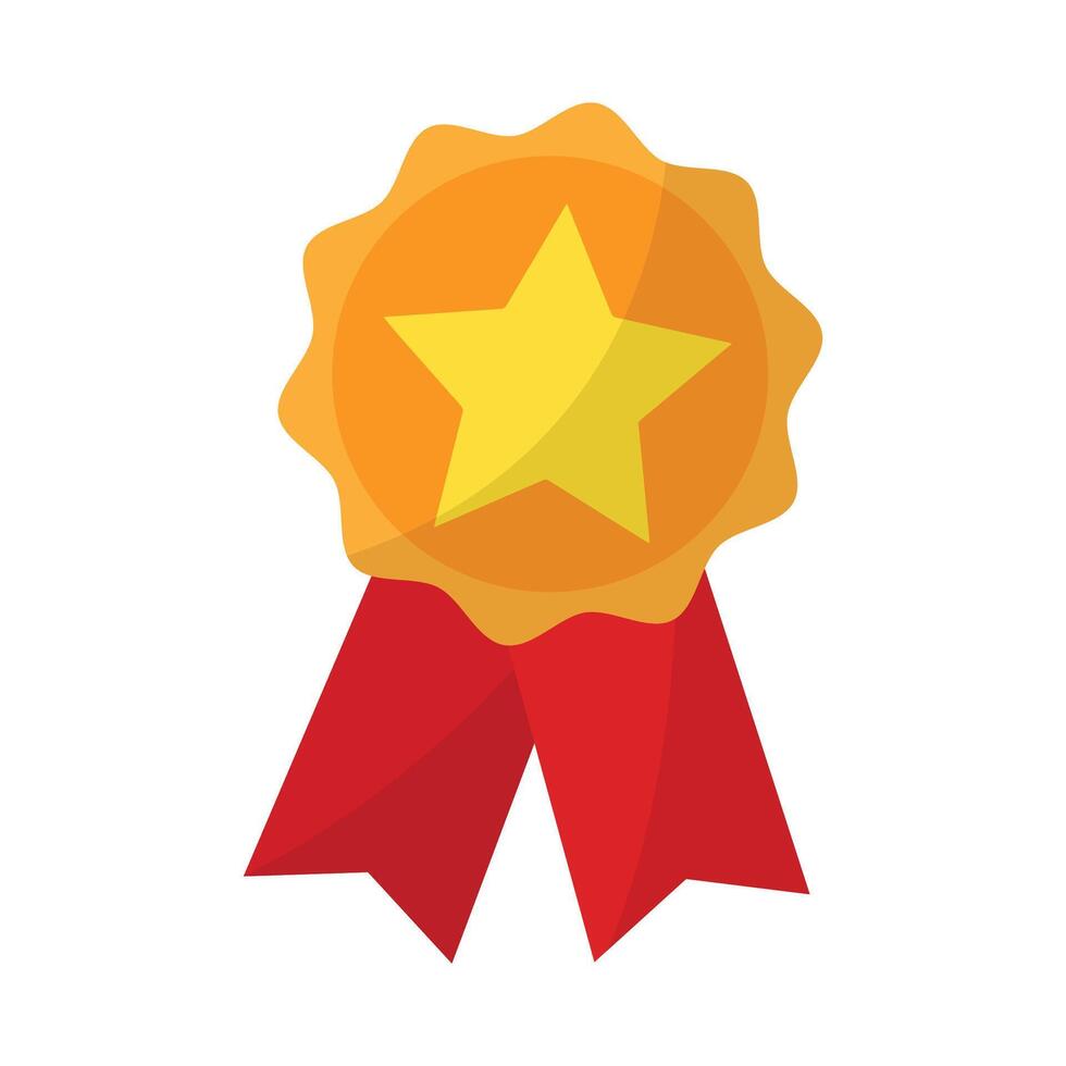 Vector gold badge award with ribbons icon shiny metal reward symbol