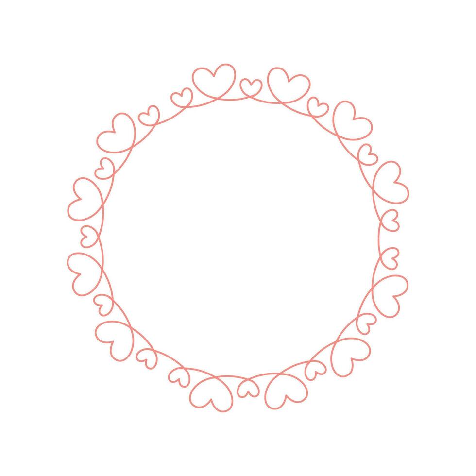 Vector hand drawn hearts border and frame design