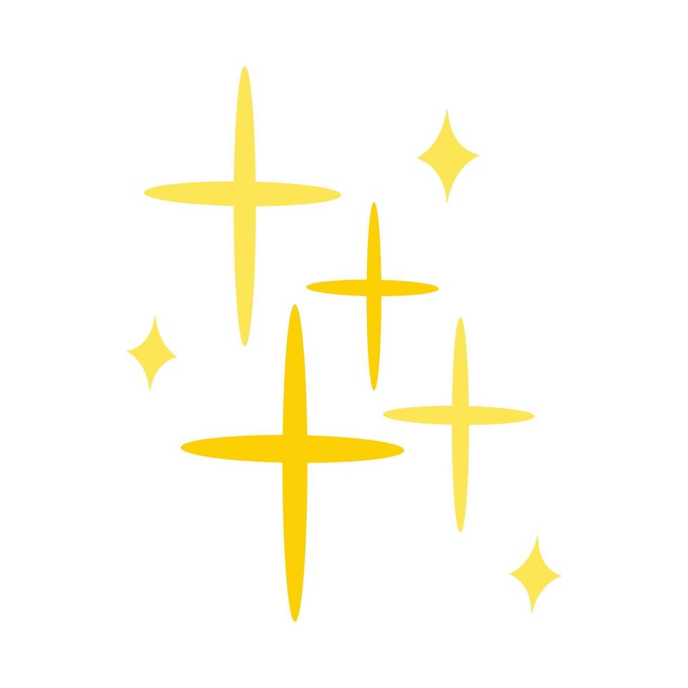 Vector flat sparkling star collection on white background