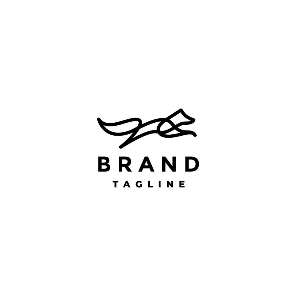 Simple Line Of Dog Jumping Logo Design. Silhouette Of Dog Jumping In Minimalist Lines Logo Design. vector