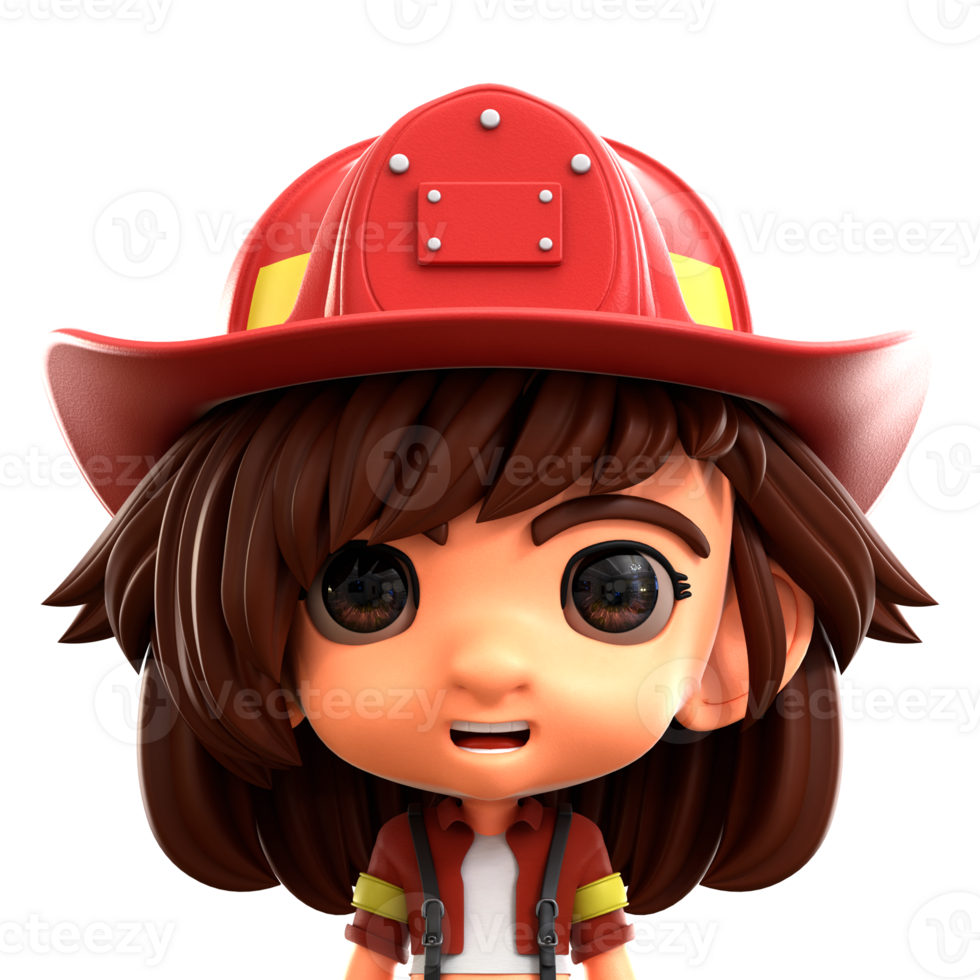 vrouw brandweerman 3d avatar illustratie voor web, app, infografisch, enz png