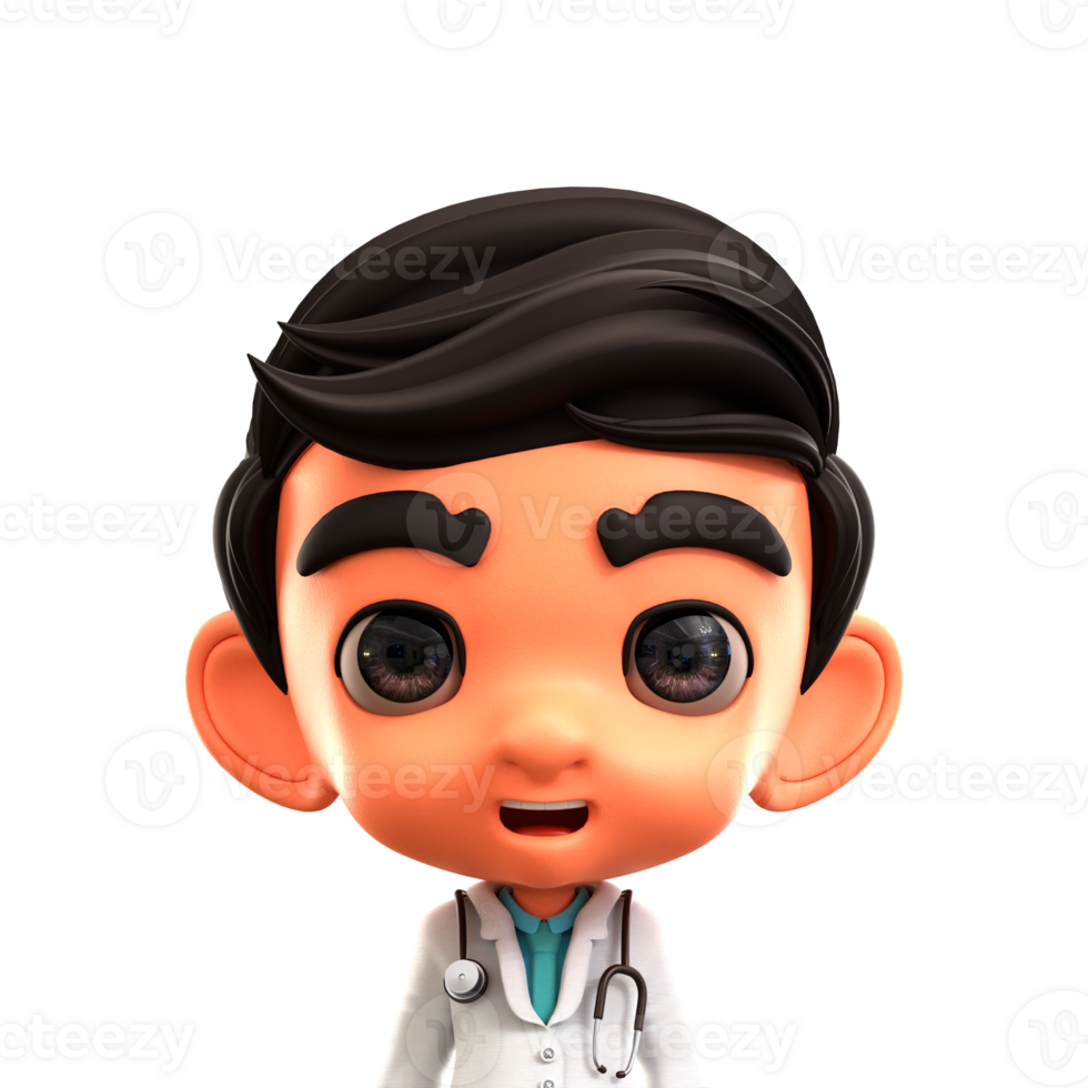 Masculin médecin 3d avatar illustration pour la toile, application, infographie, etc png