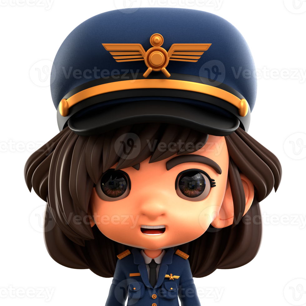 Female Pilot 3D Avatar Illustration for web, app, infographic, etc png