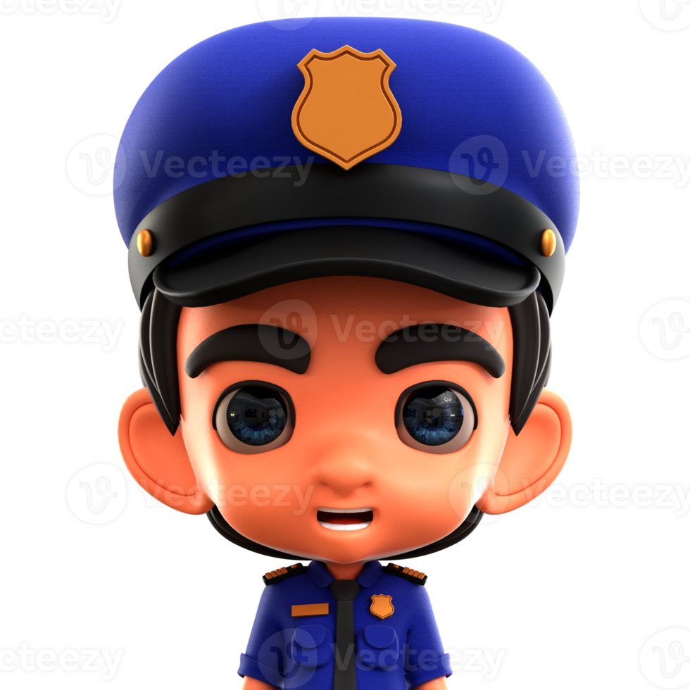 Male Police 3D Avatar Illustration for web, app, infographic, etc png