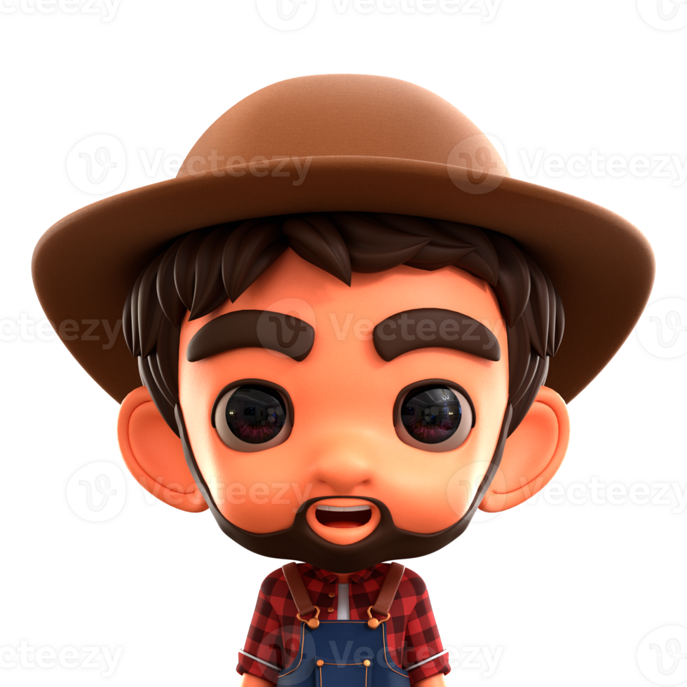 Male Farmer 3D Avatar Illustration for web, app, infographic, etc png