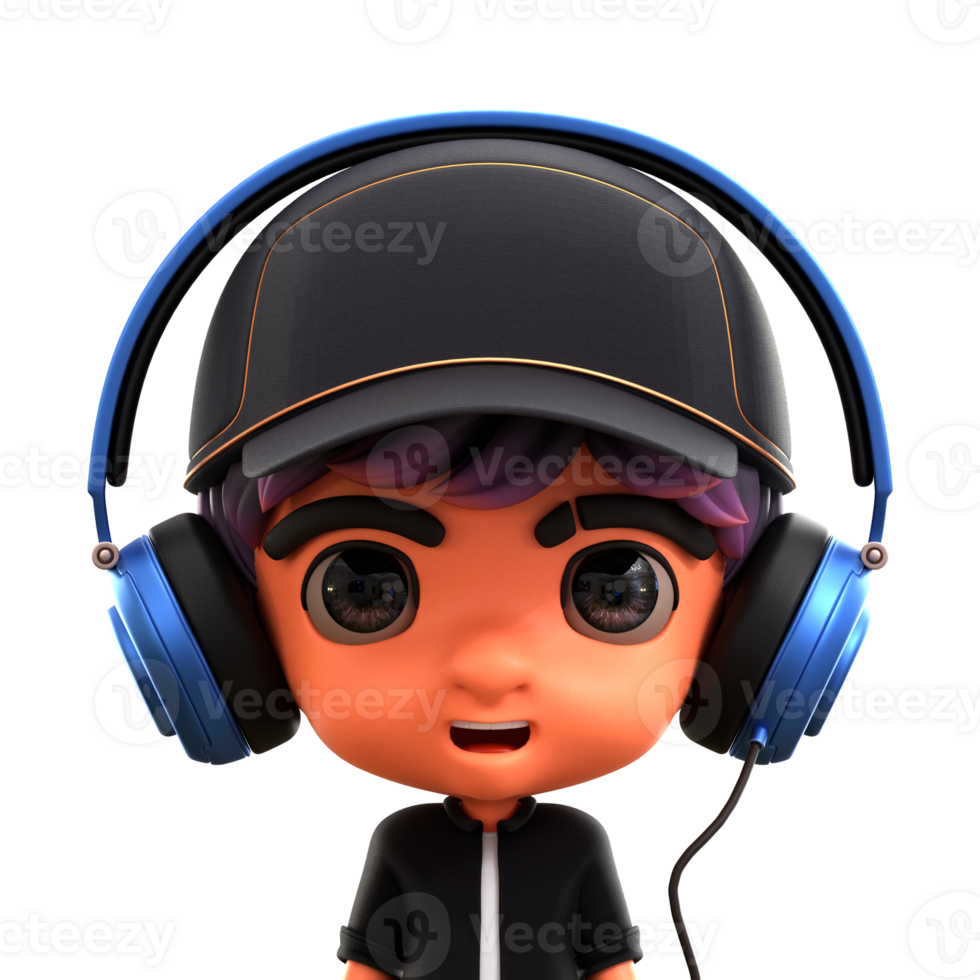 DJ 3d avatar ilustración para web, aplicación, infografía, etc png