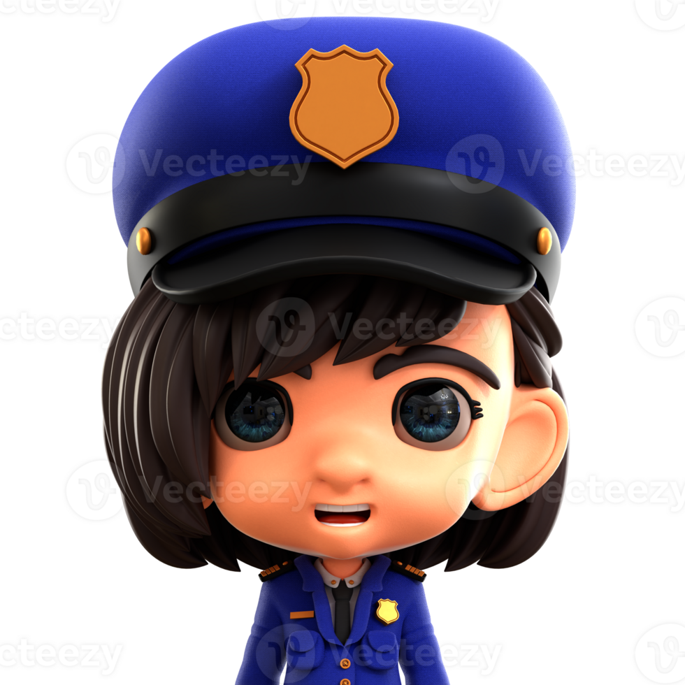 femmina polizia 3d avatar illustrazione per ragnatela, app, infografica, eccetera png