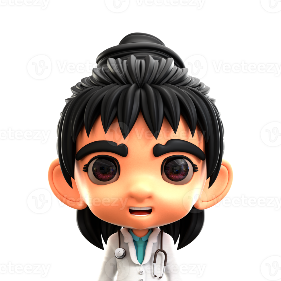 femelle médecin 3d avatar illustration pour la toile, application, infographie, etc png