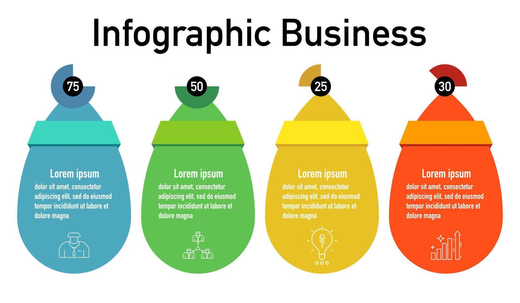 Infographic template for business information presentation. Vector water drop and icon elements. Modern workflow diagrams. Report plan 4 topics
