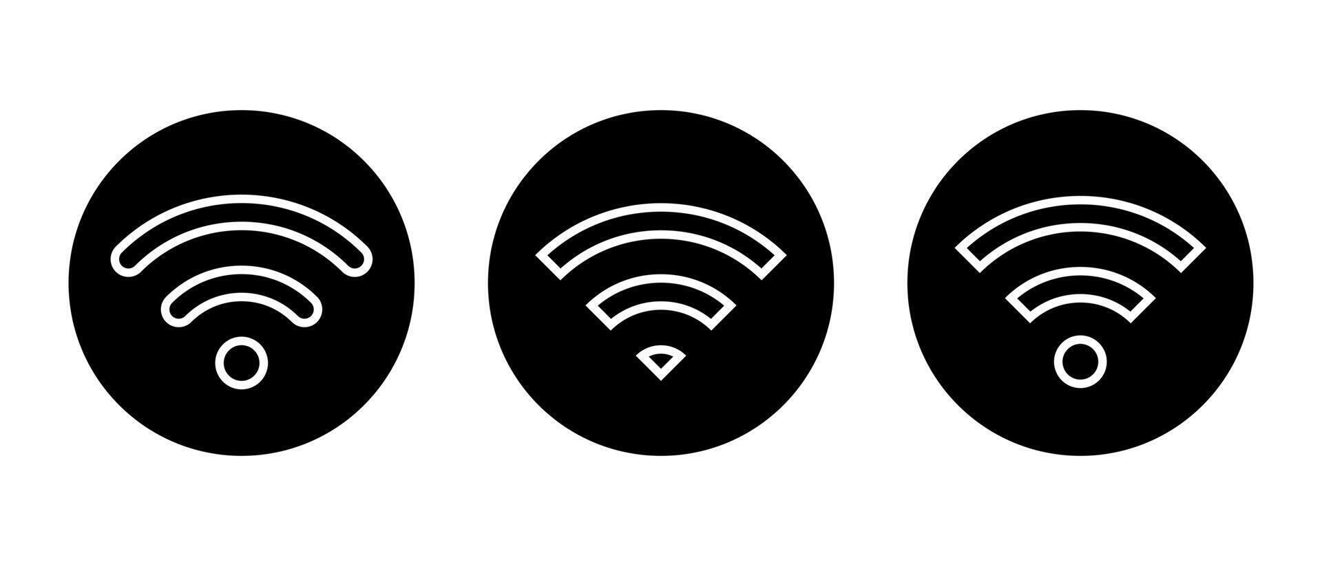 Wifi línea icono en negro círculo. inalámbrico conexión símbolo vector