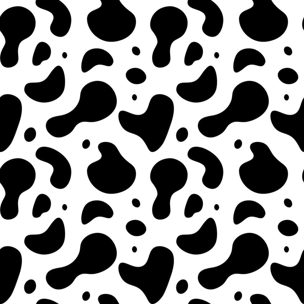 Animal cow background seamless pattern, cows, spots, cow texture, mammals. Spotty backdrop, simple designe in a doodle style. vector