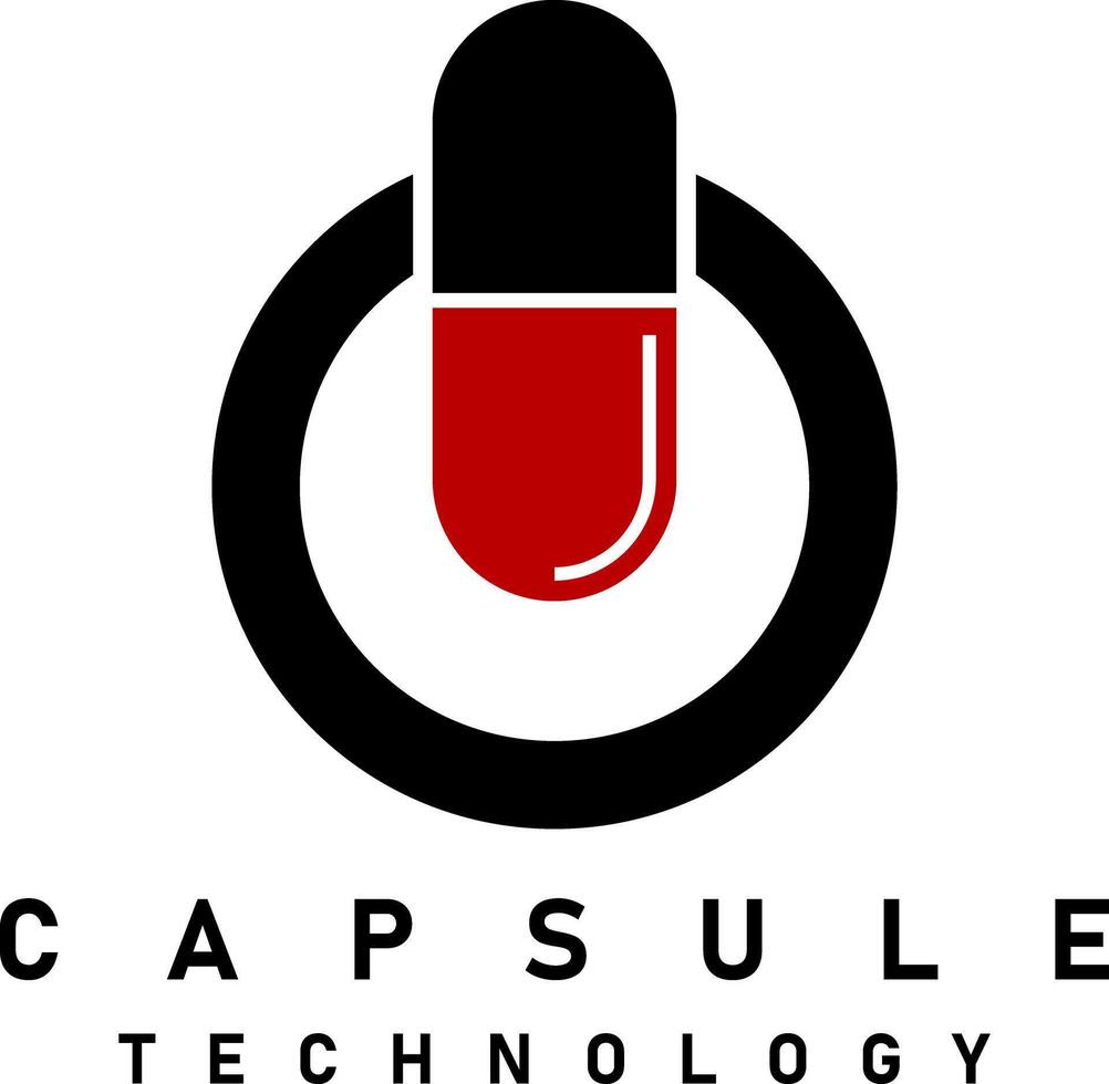 cápsula tecnología logo diseño vector