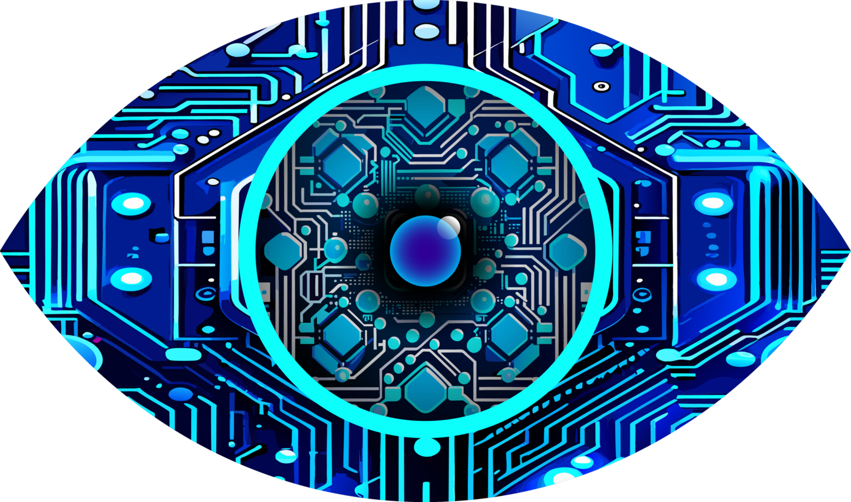 blauw oog cyber circuit toekomstige technologie concept achtergrond png