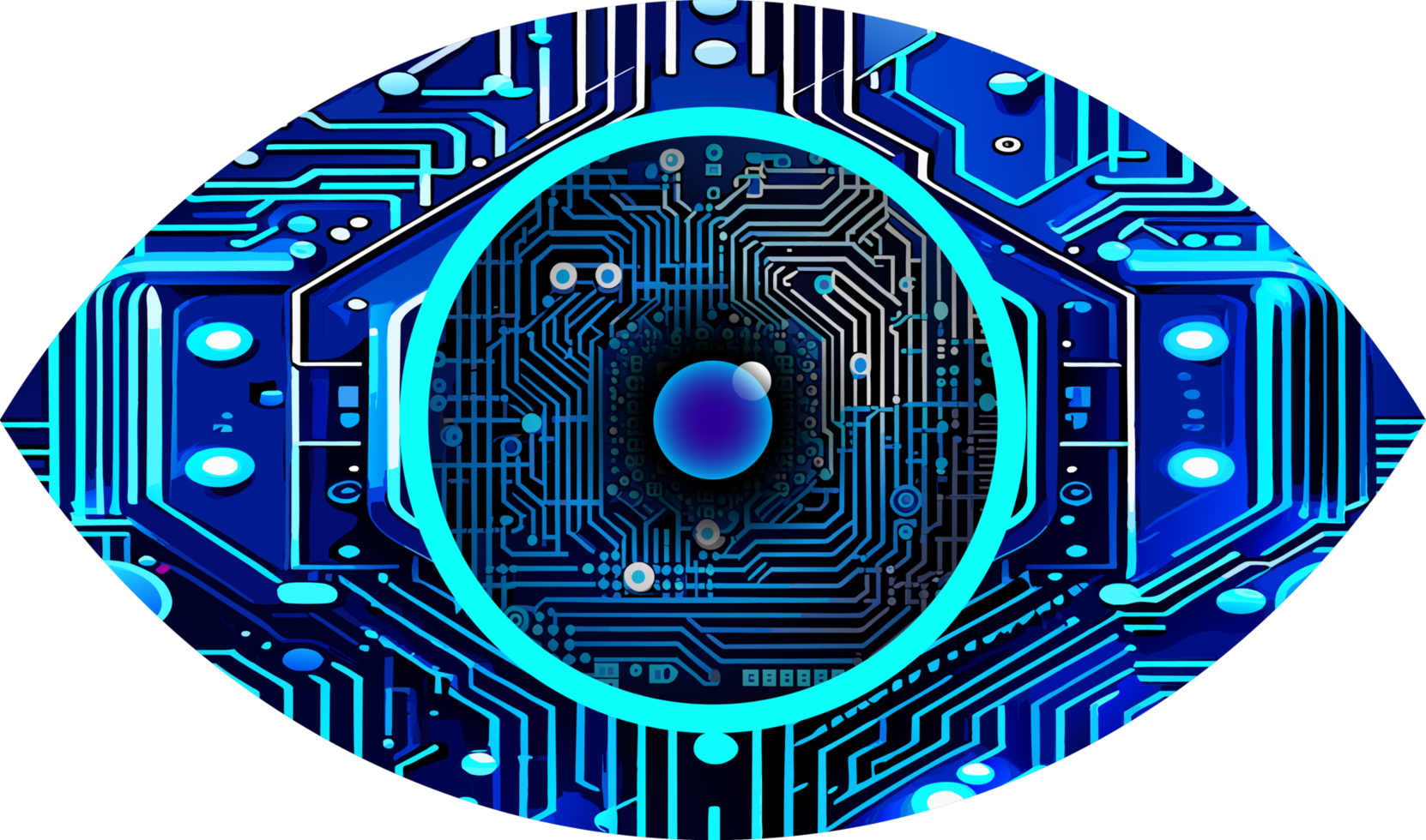 fondo di concetto di tecnologia futura del circuito cyber degli occhi blu png