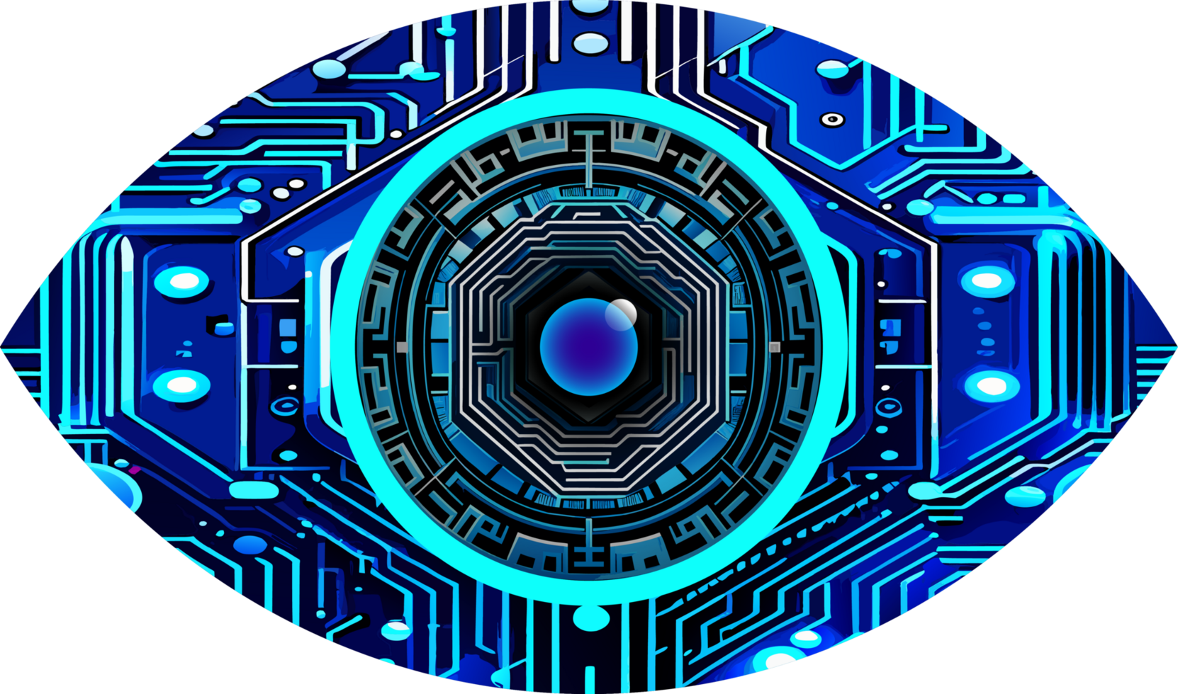 Hintergrund des zukünftigen Technologiekonzepts der Cyberschaltung des blauen Auges png