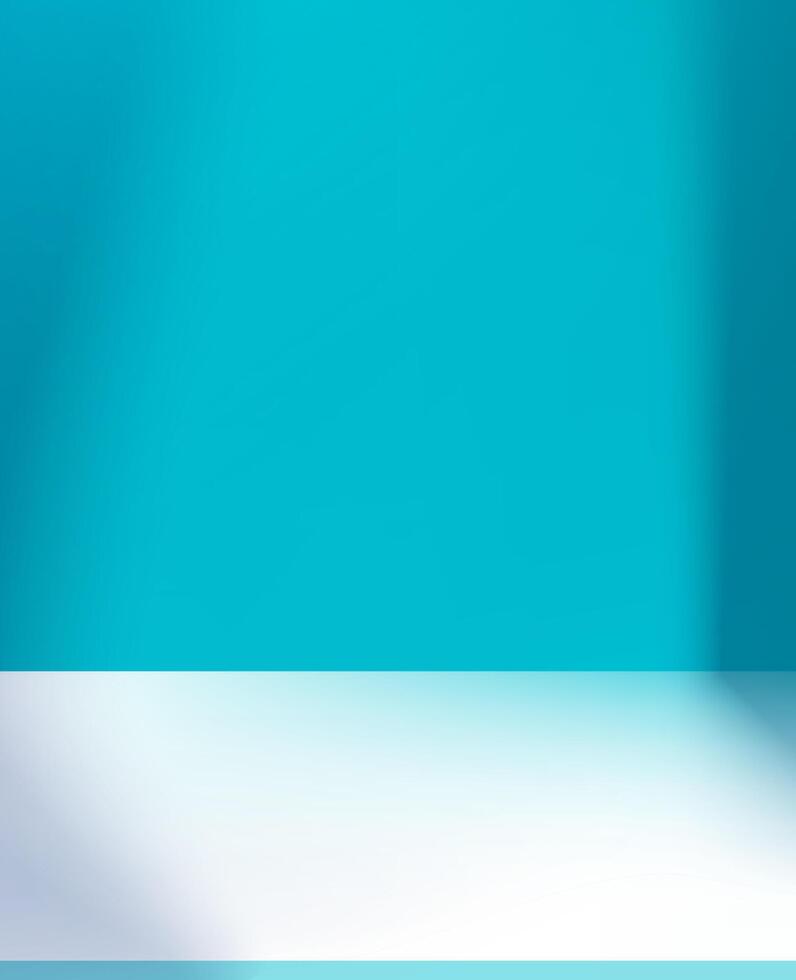 Blue Aqua background,Studio Room with light,Shadow on wall.3D Empty Gallery room with copy space,Vector Minimal Mockup Vertical Backdrop display for Spring,Summer Product present for advertise,website vector