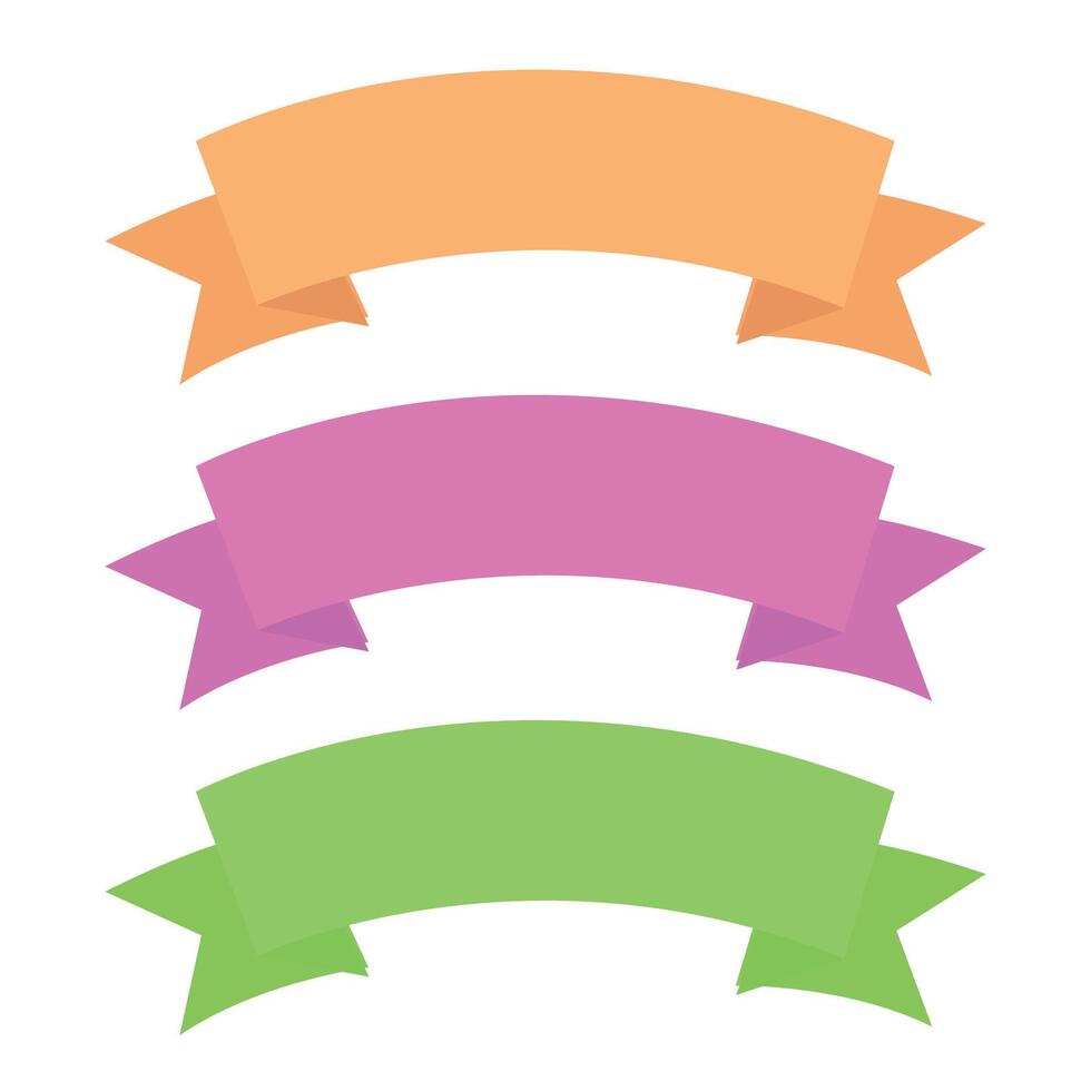 Vector soft colors ribbons set on white background