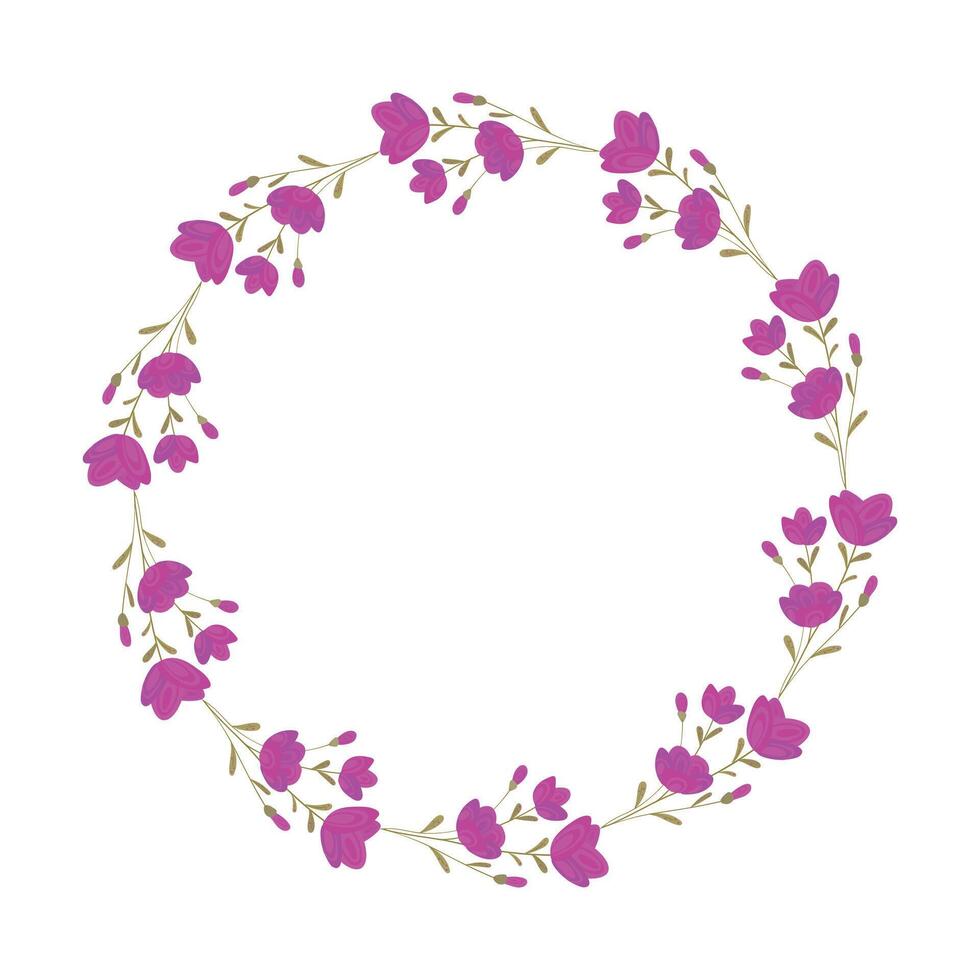 Vector hand drawn floral wreath on white background