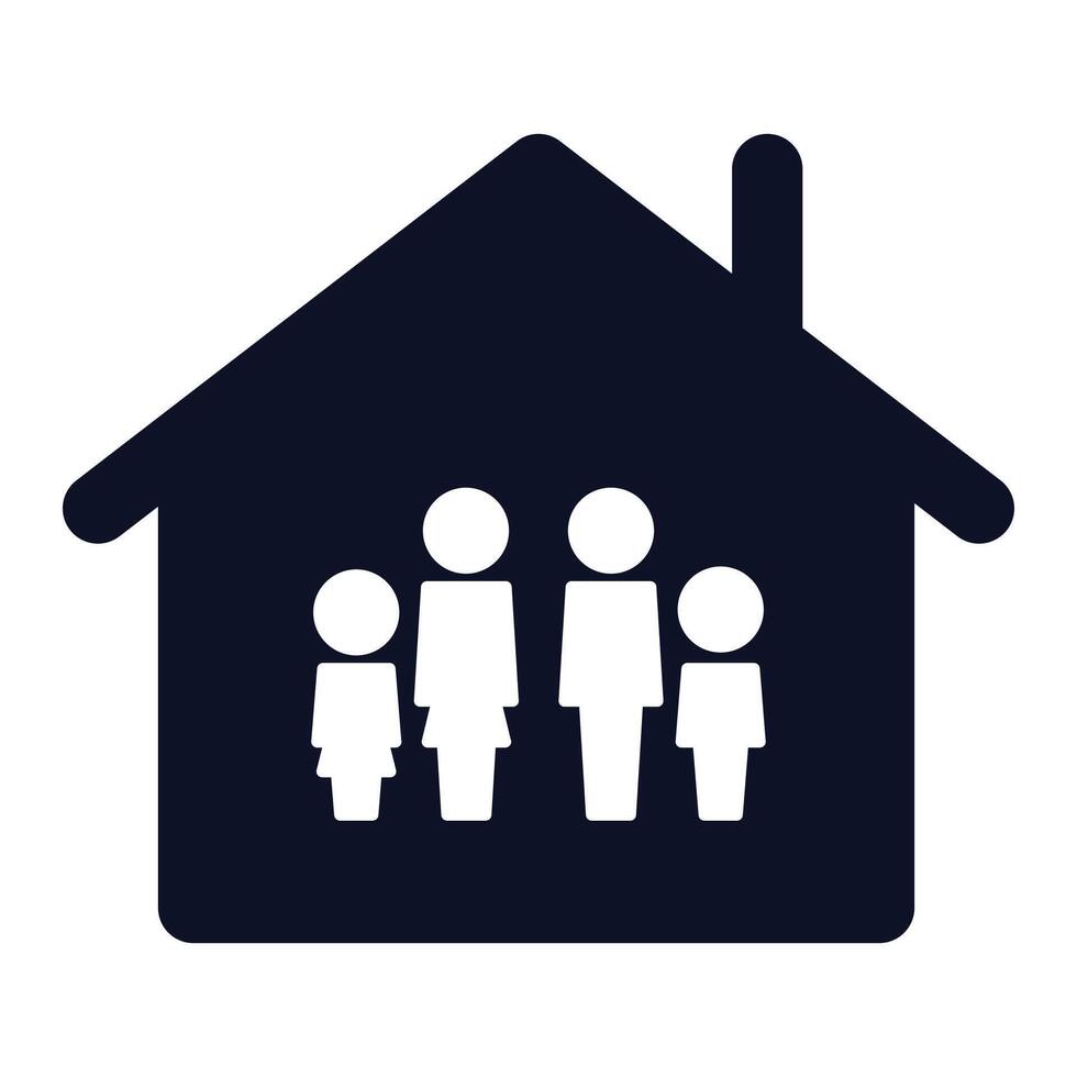 vector house and family icon on white background