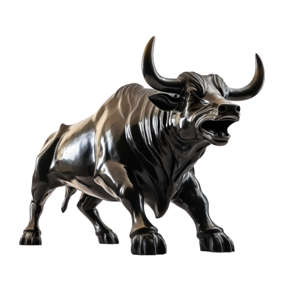 AI generated a bull with glowing blue horns on a transparent background png