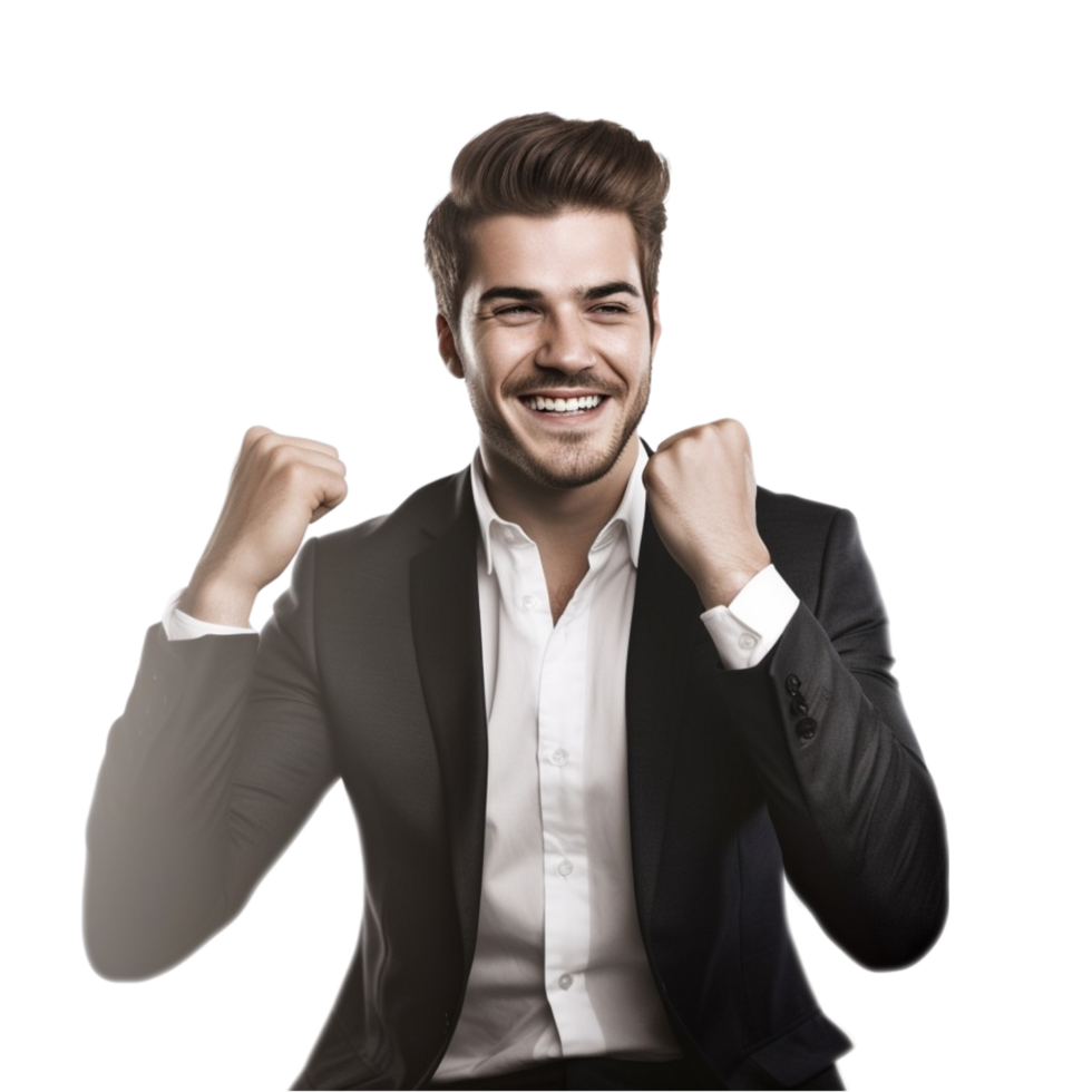 AI generated a man in a suit is raising his fist png
