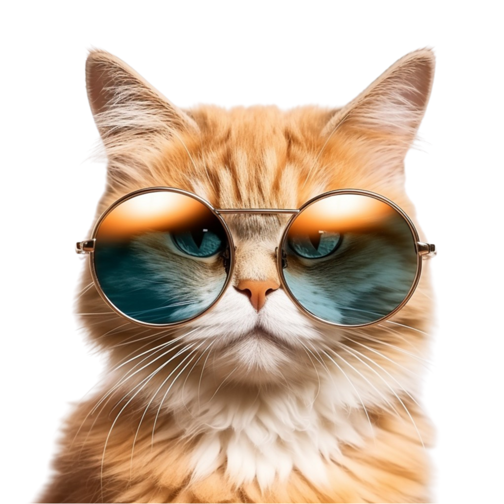 AI generated a cat wearing sunglasses on a transparent background png