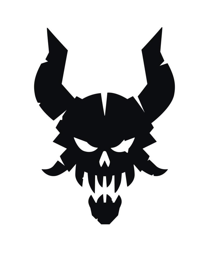 Demon skull with horns. Vector. Silhouette of a toothy devil with horns. Hero mascot for comics or sports game. Picture for T-shirt design. Gothic modern style. vector