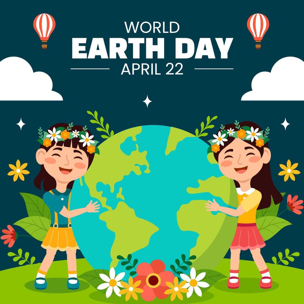 Earth Day Social Media Illustration Flat Cartoon Hand Drawn Templates Background vector