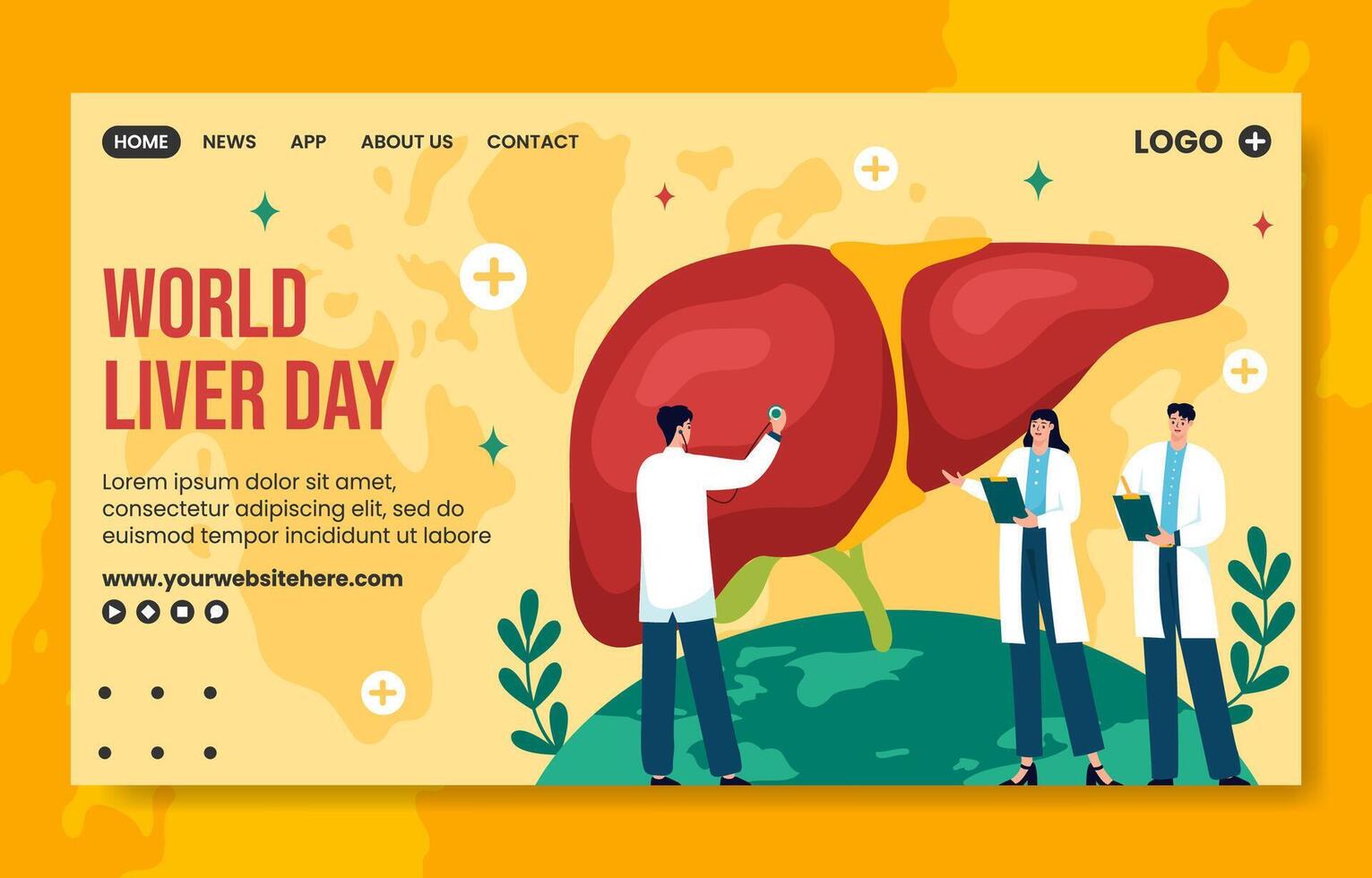 Liver Day Social Media Landing Page Cartoon Hand Drawn Templates Background Illustration vector