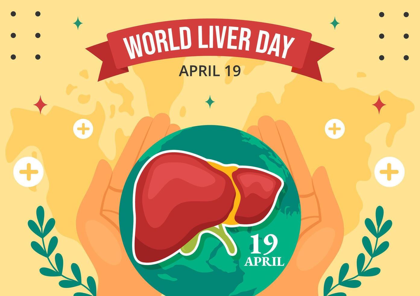 Liver Day Social Media Background Flat Cartoon Hand Drawn Templates Illustration vector