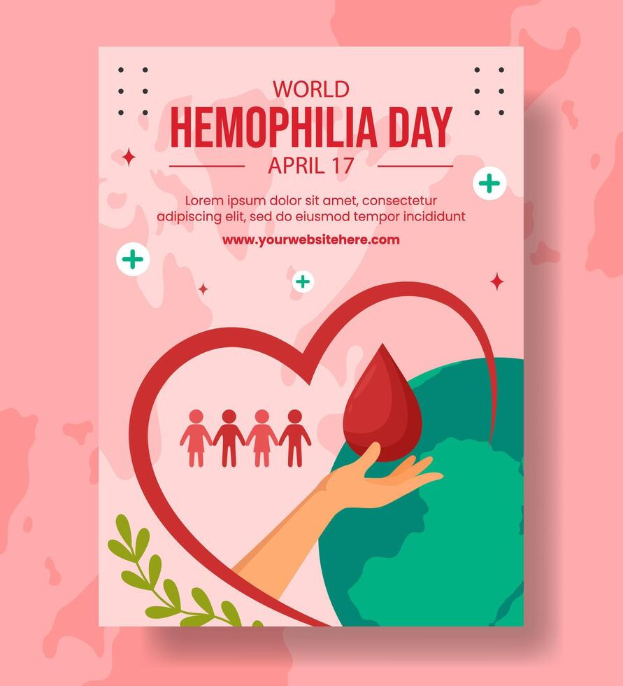 Hemophilia Day Vertical Poster Flat Cartoon Hand Drawn Templates Background Illustration vector