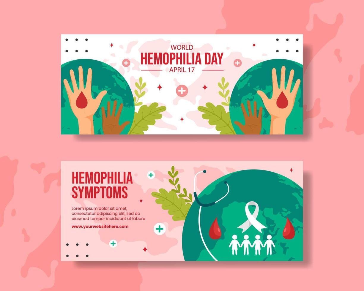 Hemophilia Day Horizontal Banner Flat Cartoon Hand Drawn Templates Background Illustration vector