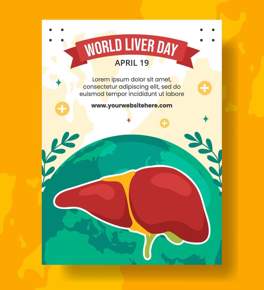Liver Day Vertical Poster Flat Cartoon Hand Drawn Templates Background Illustration vector