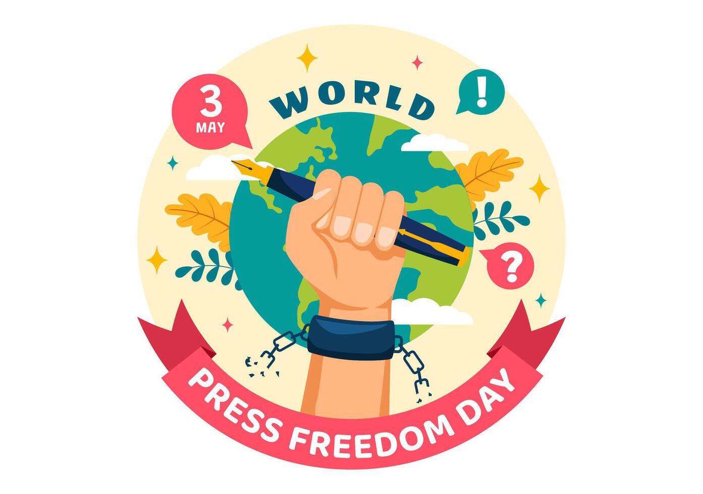 World Press Freedom Day Vector Illustration on May 3 with News Microphones and Newspaper to Right to Speak in Flat Cartoon Background