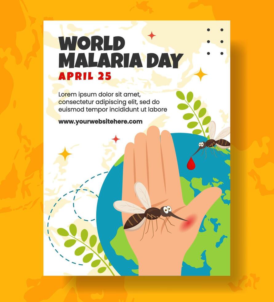 Malaria Day Vertical Poster Flat Cartoon Hand Drawn Templates Background Illustration vector