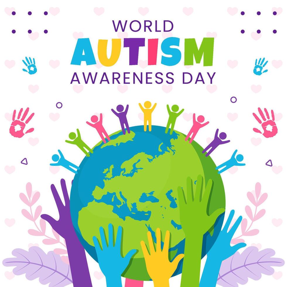 Autism Awareness Day Social Media Illustration Flat Cartoon Hand Drawn Templates Background vector