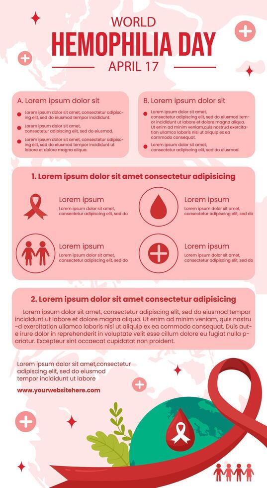 Hemophilia Day Infographic Flat Cartoon Hand Drawn Templates Background Illustration vector