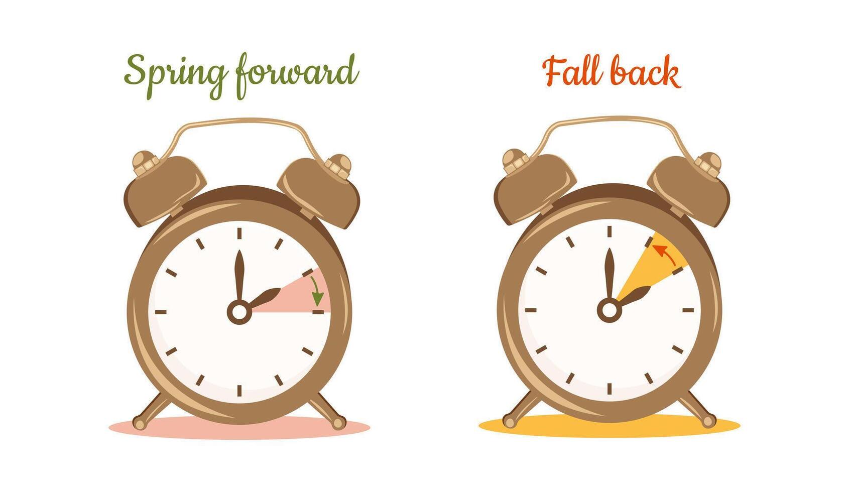 Daylight Saving Time concept. Fall back and Spring forward. Clocks hand