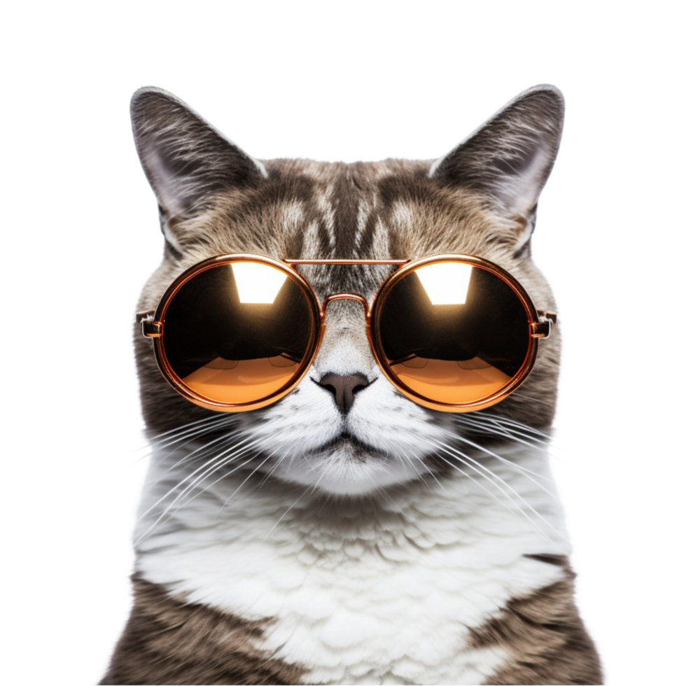 ai generiert ein Katze tragen Sonnenbrille auf ein transparent Hintergrund png