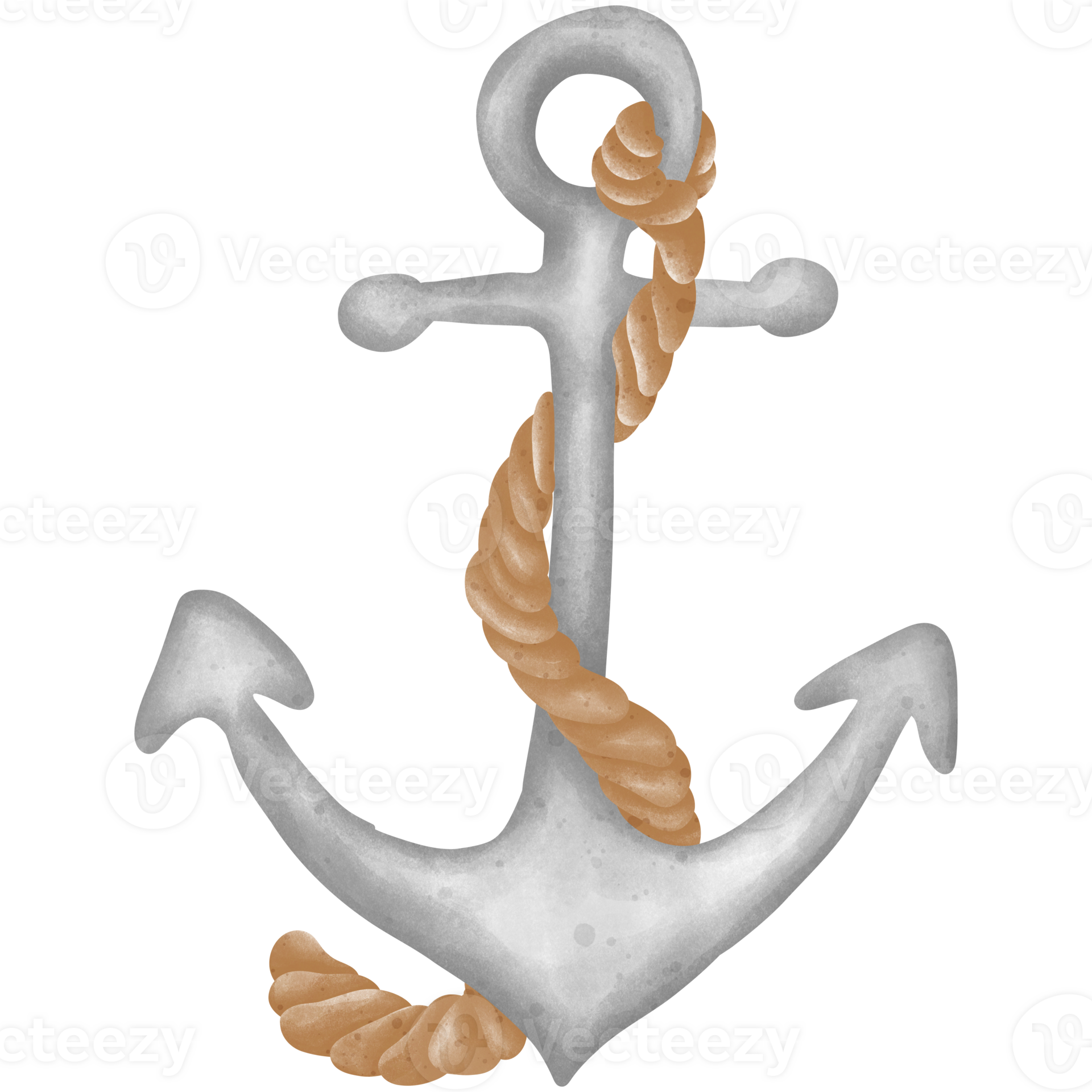 Illustration of an anchor and anchor rope 37135735 PNG