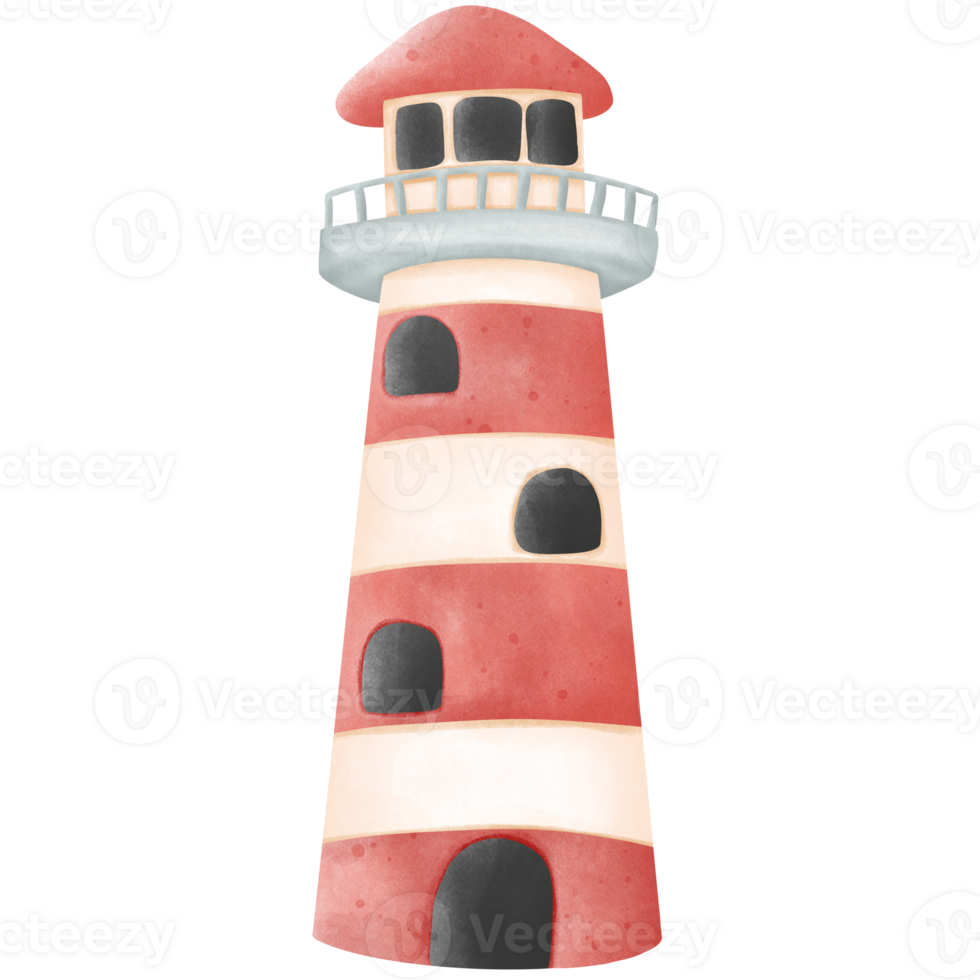 red and white lighthouse illustration png