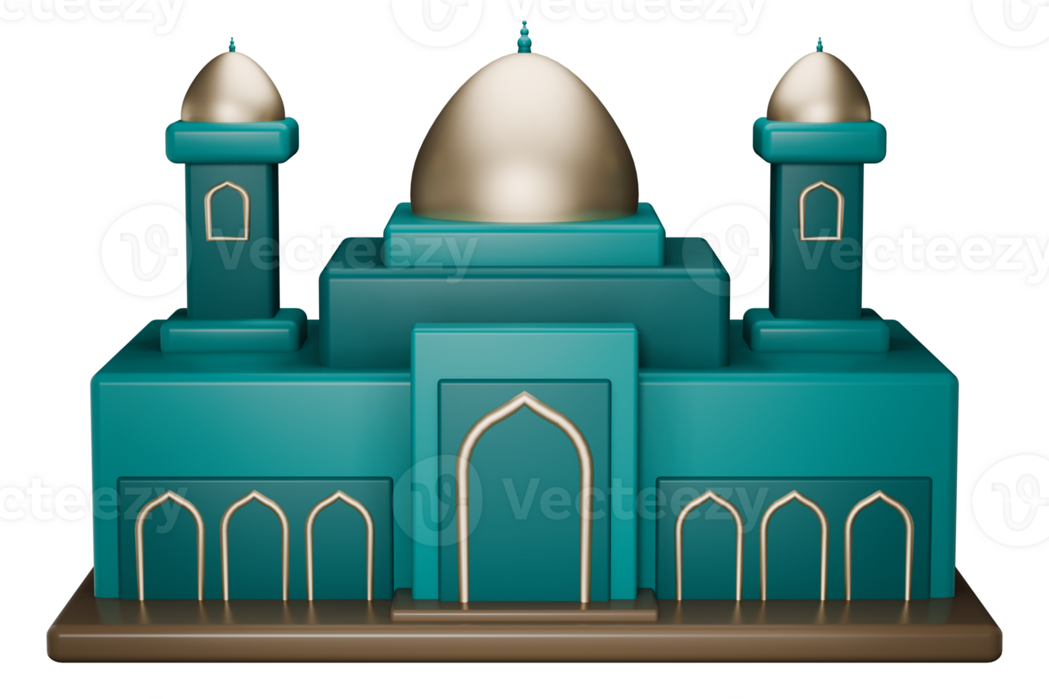 Illustrazione della moschea 3d con sfondo trasparente png