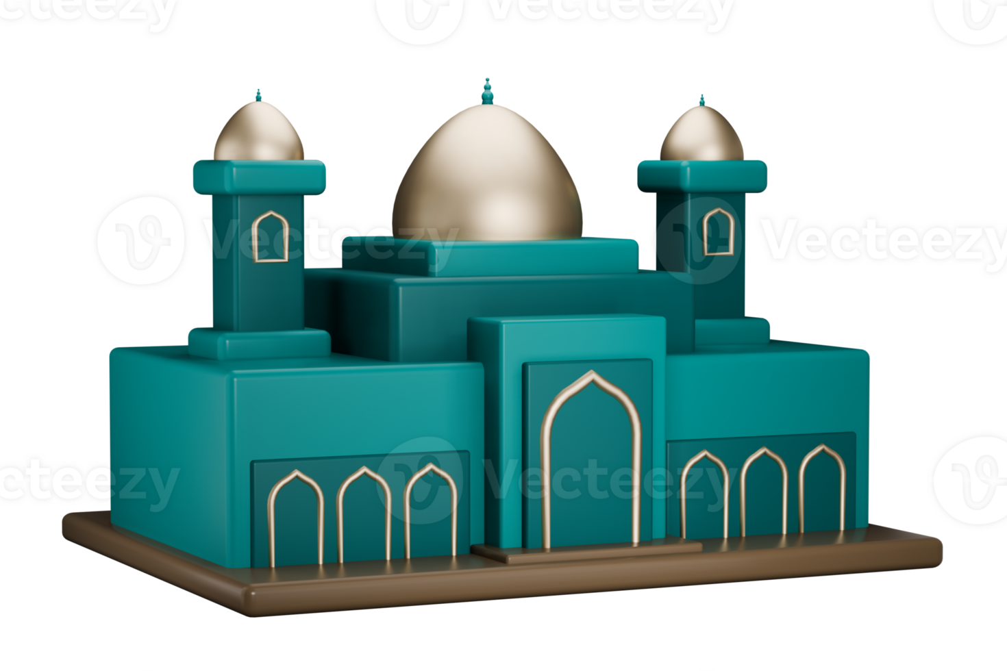 Illustrazione della moschea 3d con sfondo trasparente png