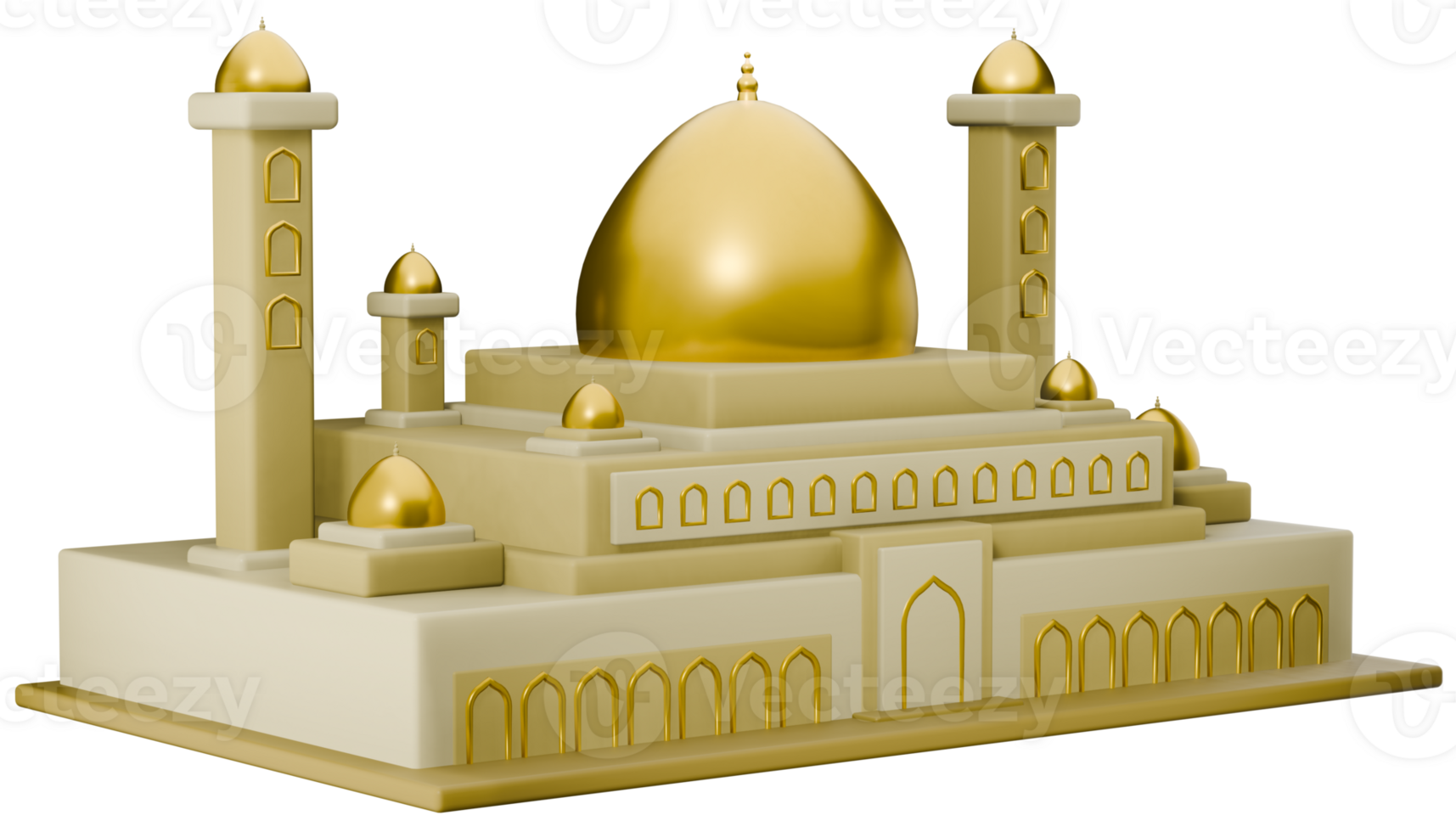 3D Mosque Illustration with transparent background png