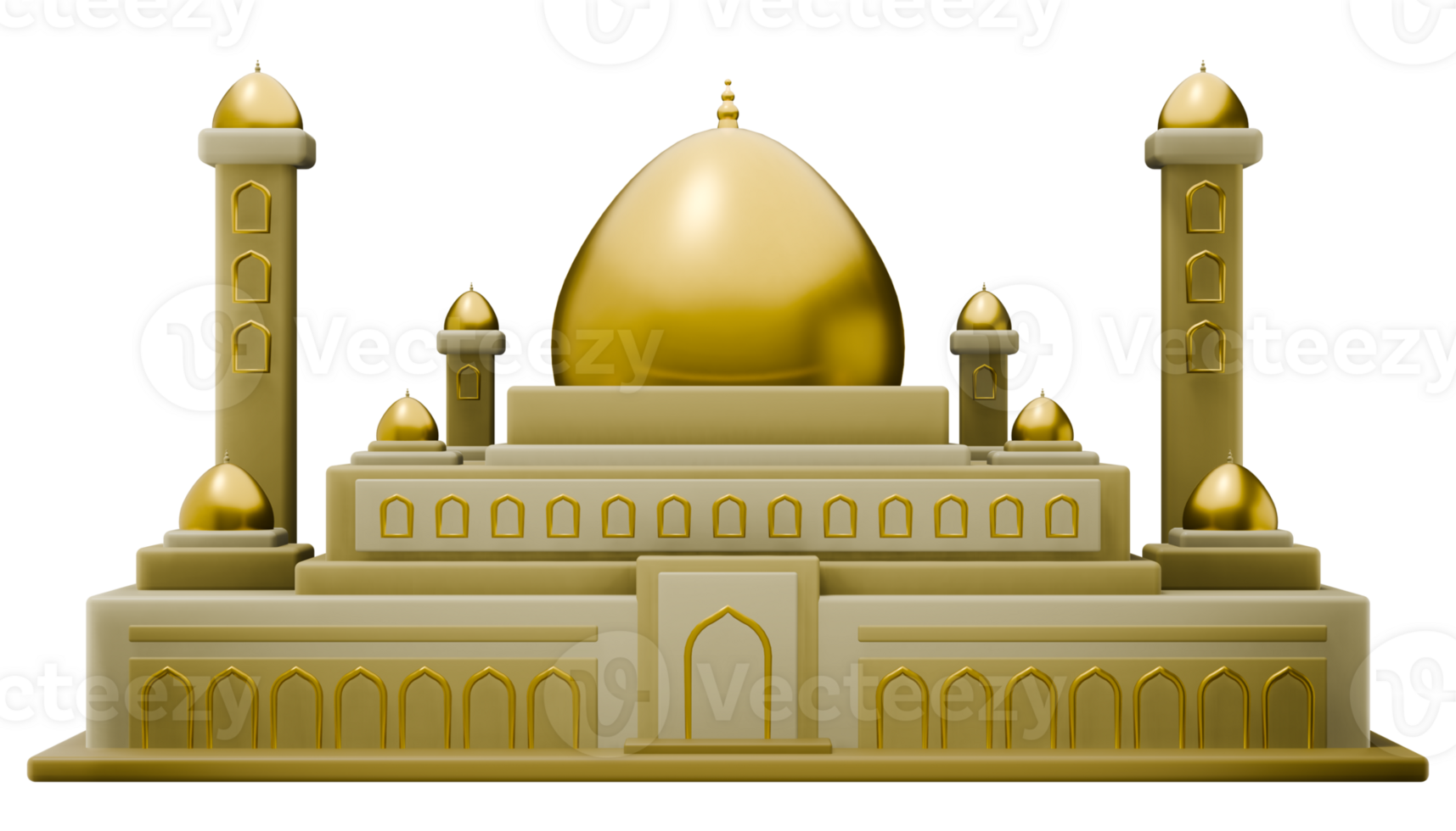 3D Mosque Illustration with transparent background png