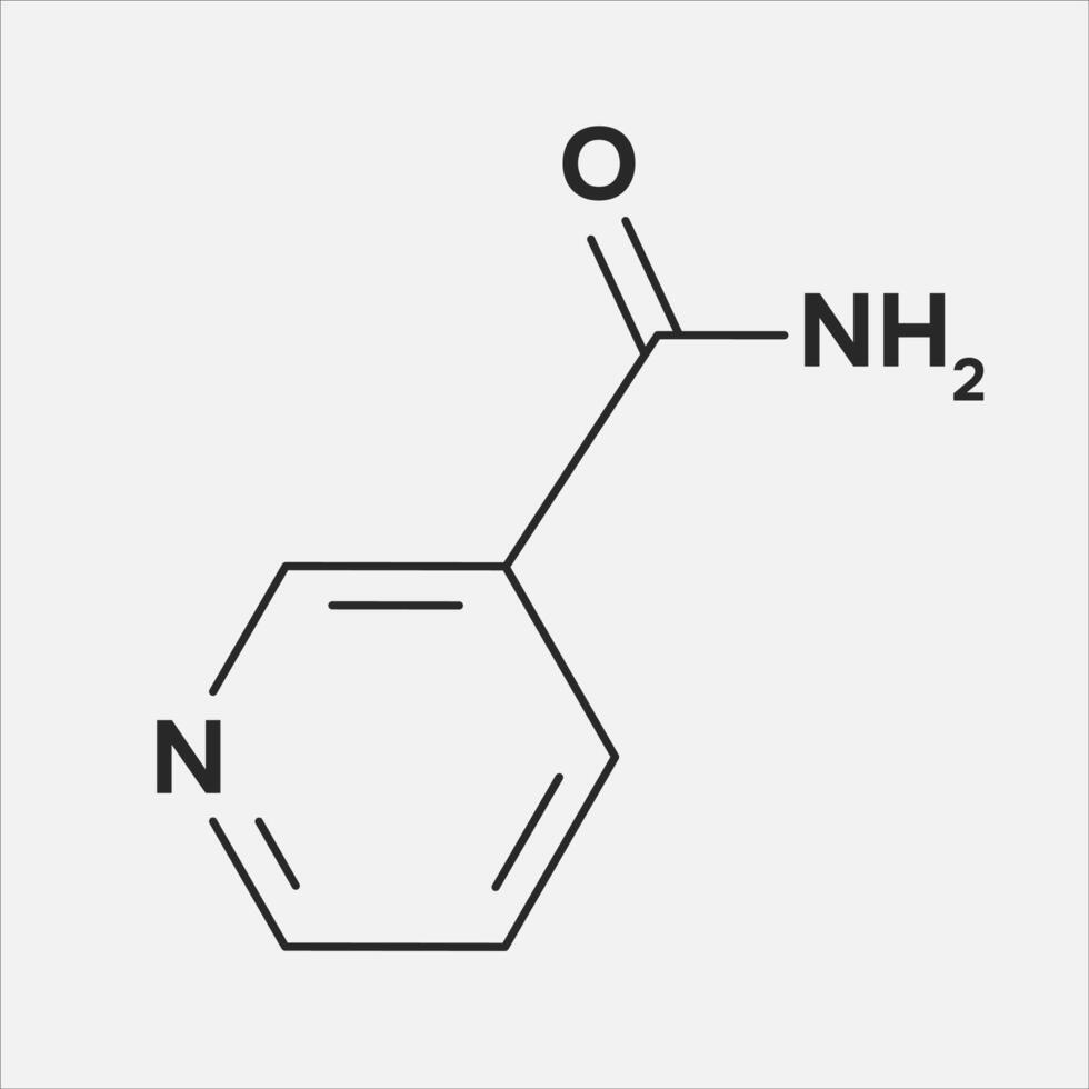 niacinamida fórmula. vitaminas de belleza, b3, droga. vector